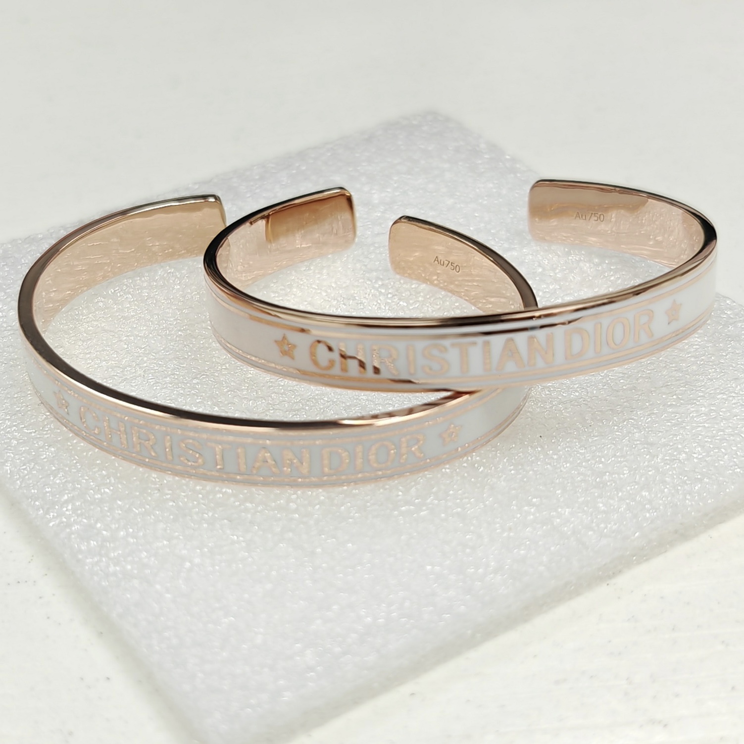 CHRISTIANDIOR White Bangle Italy Rose Gold 18K
